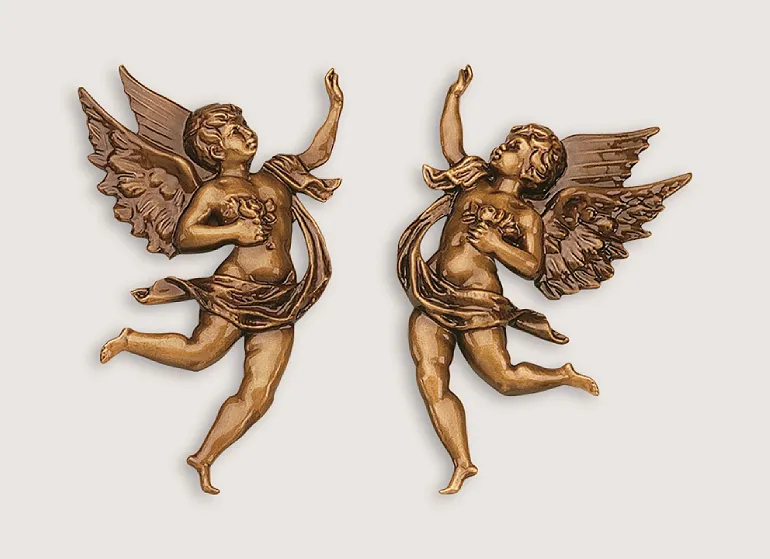 Két angyal bronz díszítő elem